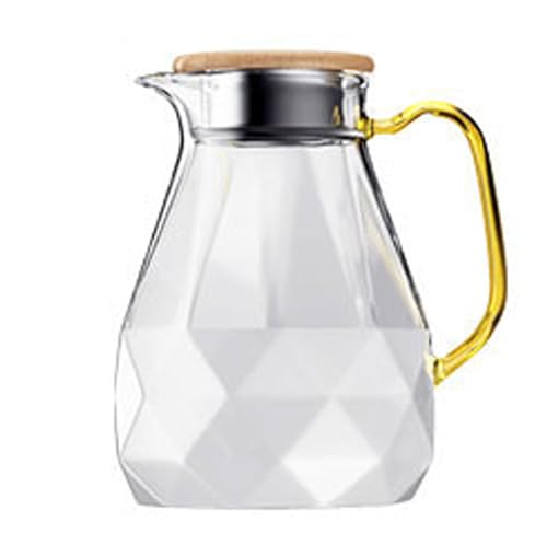 TOMAO Glaswasserkrug 1.5/1,8 l, Wasserkocher Haltlebiger Glaskrug für Kühlschrank, leicht sauber hitzebeständige Borosilikat -Kochen -Glaswaren -Wasserkrug für Saft, Milch 1800ML von TOMAO
