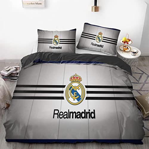 Fußball Team-Logo Bettwäsche-Set, Teenager-Bettwäsche, 3-teiliges Bettbezug Set mit 2 Kissenbezügen perfekte Sportbettwäsche, Bettbezug-Set für Kinder und Erwachsene (A10,135x200/50x75x2) von TOMOMARU