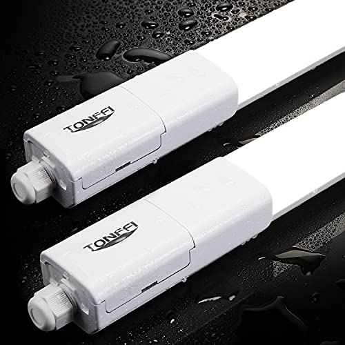 TONFFI 2 Stück LED Feuchtraumleuchte 150cm, Verknüpfbar 60W 7000LM LED Röhre Wannenleuchte Werkstattlampe Kellerlampe IP65 Wasserfest für Lager Garage Warenhaus, Neutralweiß 4000K von TONFFI