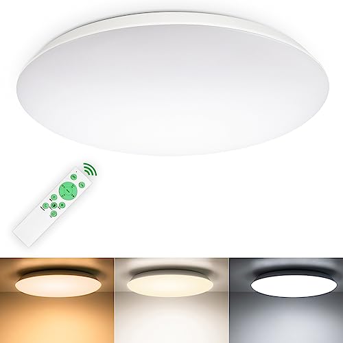 TONFFI LED Deckenleuchte Dimmbar 24W, Deckenlampe LED IP54 Wasserfest mit Fernbedienung, warmes Weiß/natürliches Weiß/kühles Weiß für Kinderzimmer Schlafzimmer Wohnzimmer Badezimmer, Rund, Ø30cm von TONFFI