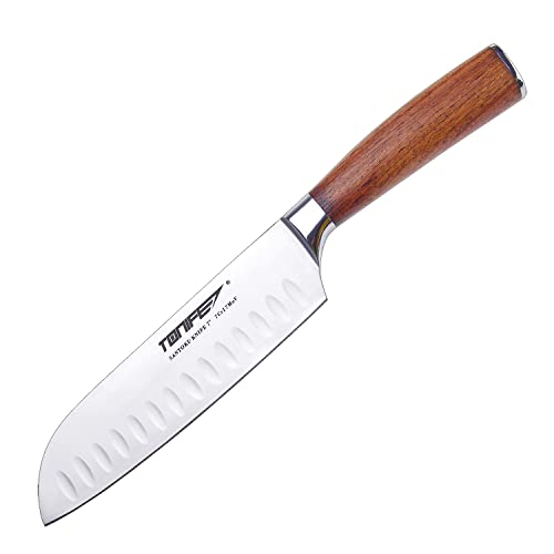 Harnds TONIFE Kochmesser Küchenmesser, 175 mm Hochscharfe Klinge Chef Santoku Messer mit Natürlichem Palisanderholz Griff von TONIFE