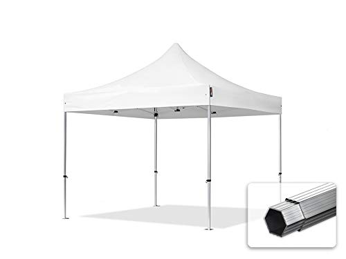 Faltzelt Professional 3x3 m Faltpavillon ohne Seitenteile ALU Pavillon Partyzelt feuersicher weiß von TOOLPORT