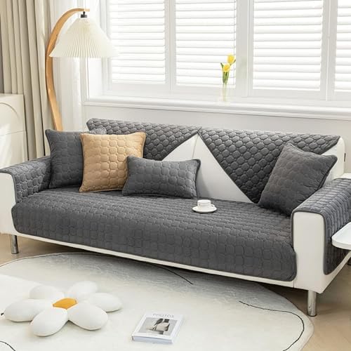 TOPCHANCES Weiche Kord Sofa Kissenbezüge - Neue rutschfeste Sofaabdeckungen 1 2 3 Sitzer Couchabdeckungen, Kord Ecke Sofa Kissen Abdeckung L Form Möbelschutz für Wohnzimmer (Dunkelgrau 70x90cm) von TOPCHANCES