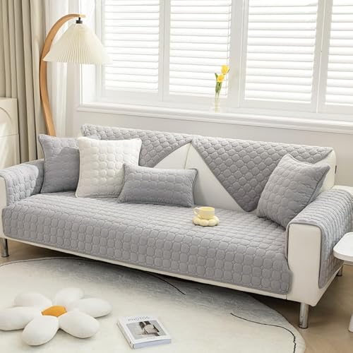 TOPCHANCES Weiche Kord Sofa Kissenbezüge - Neue rutschfeste Sofaabdeckungen 1 2 3 Sitzer Couchabdeckungen, Kord Ecke Sofa Kissen Abdeckung L Form Möbelschutz für Wohnzimmer (Hellgrau 90x180cm) von TOPCHANCES