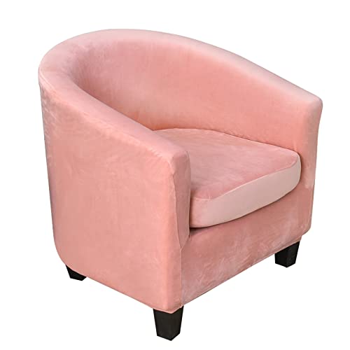 TOPCHANCES 2 Stück Tub Club Stuhlhussen, hohe Stretch-Sessel, Sofa-Schonbezug mit Kissenbezug, Samt-Möbelschutz, weiche Couchbezüge für Esszimmer, Wohnzimmer, Büro, Empfang (Rosa) von TOPCHANCES