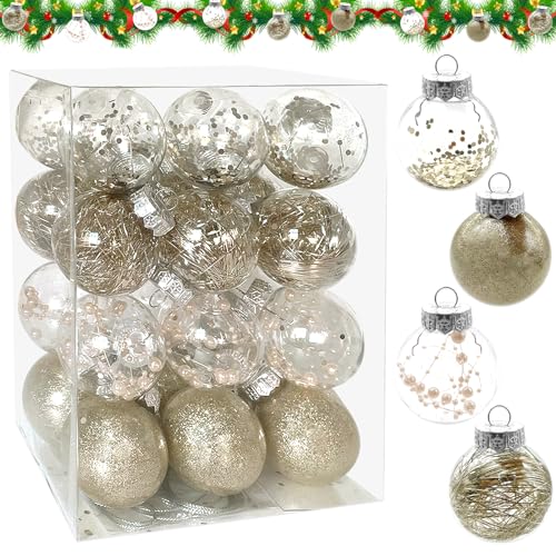 TOPJOWGA Weihnachtskugeln, 24 Stück 6cm Christbaumkugeln, Weihnachtsbaum Bälle Dekorationen, Weihnachtsbaumschmuck, Christbaumschmuck Hängedekorationen, Weihnachtlichen Dekorationen Bälle von TOPJOWGA