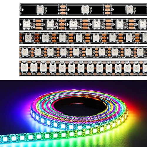 WS2812B WS2812 Digital Flexible Einzeln Adressierbare Pixel Led Streifen RGB LED Streifen 30/60/74/96/144Pixel/Leds/M Band Licht 5V (White PCB IP65, 5 M 96 Led/M) von TOPXCDZ