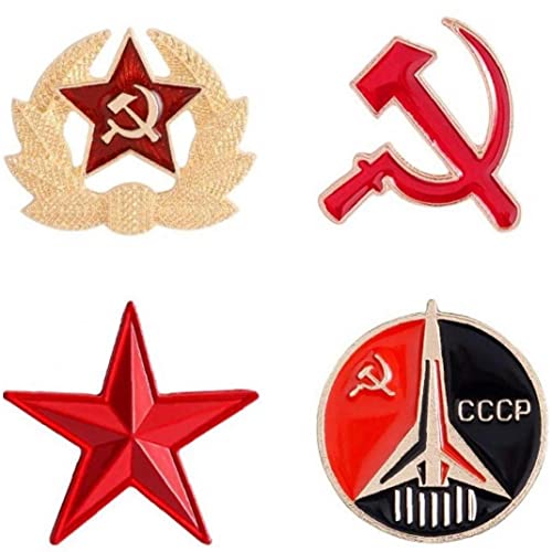 TOSSPER 4 Stücke Sowjetische CCCP Rote Sternhammer Emblem Brosche Pin Vintage CCCP Hammer Revers Pin Kommunismus Abzeichen Sammlbare Patriotische Pin Schmuck von TOSSPER
