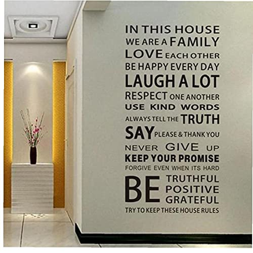 1pc Englisch Sprüche Wandaufkleber Diy-dekor-kind-geschenk Family House Rules Aufkleber Lustige Dekoration Kreative Vinyl-wandkunst von TOSSPER