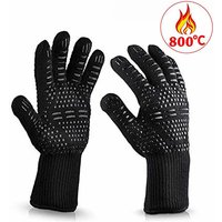 Grillhandschuhe Hitzebestndig 800 Grad, Feuerfeste Handschuhe mit Silikonbeschichtung, rutschfeste Waschbare Grill Handschuh bbq Gloves für von TOVBMUP