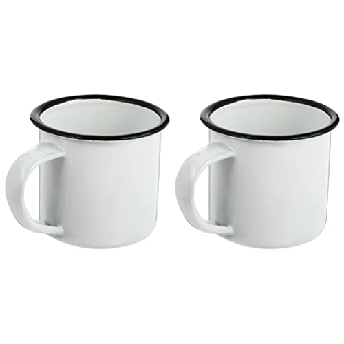 TOYANDONA 2 Stücke Retro Emaille Tasse Emaille Teetasse Kaffeebecher Milchbecher Retro Kaffeetasse Milchtasse Eisen Trinktasse Wassertasse Party Tasse für Outdoor Zuhause Camping Weiß von TOYANDONA