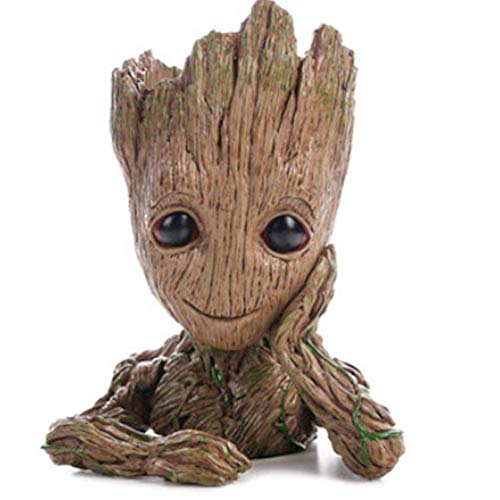 TPK Baby Groot Blumentopf Figur - Übertopf Groß Aquarium Deko Figur Holz-Optik Stiftehalter - Innen von TPK