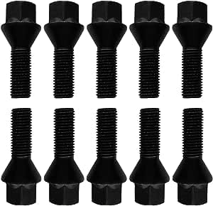 10 Radschrauben Radbolzen Kegelbund schwarz M12x1,5 24mm von TRACER