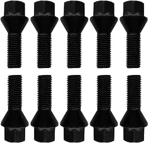 10 Radschrauben Radbolzen Kegelbund schwarz M14x1,5 38mm von TRACER