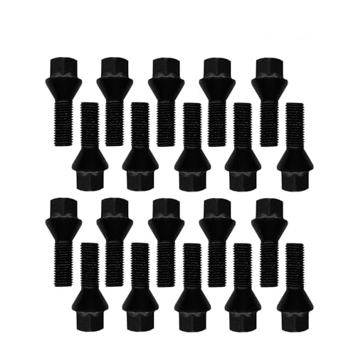 20 Radschrauben Radbolzen Kegelbund schwarz M12x1,25 24mm von TRACER