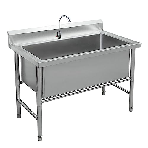 LBONG Spültisch Edelstahl 1 Becken, Küchenspüle Edelstahlspüle Profi-Spüle Spüle mit Armatur,Edelstahl Gastro Spüle für Bar Küche Restaurant(120X60X80cm/47.2X23.6X31.4in) von TRGCJGH