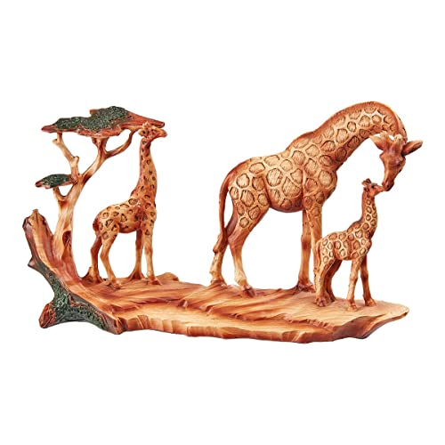 TRI Deko-Giraffen, Dekofigur, Tierfigur, exotische Tierwelt, Giraffenfamilie, Deko Afrika, Struktur in Holzoptik, Natur, Dekoration, Kunststein, braun von TRI