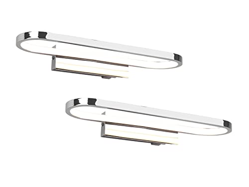 LED Badezimmer Wandleuchte mit Schalter, 2er Set in Silber Chrom, Breite 40cm - Spiegelleuchte von TRIO Beleuchtung