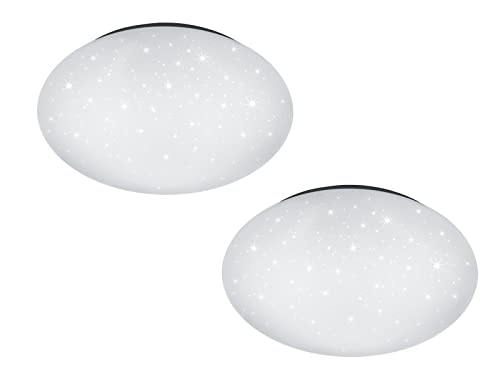 LED Deckenleuchte Wandleuchte 2er Set mit Sternenhimmel Effekt rund Ø 37cm in Weiß - IP44 spritzwassergeschützt für Bad und Gäste WC von TRIO Beleuchtung
