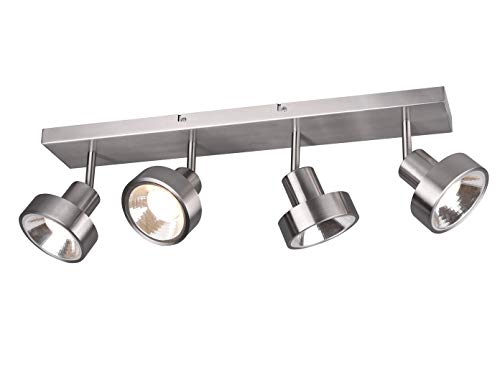 LED RETRO Deckenstrahler 4-flammig Silber matt mit runden Lampenschirmen von TRIO Beleuchtung