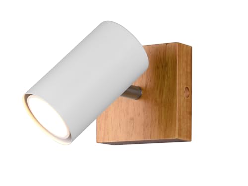 LED Wandstrahler / Deckenstrahler in Weiß matt mit Holz 1-flammig Spot dreh- und schwenkbar von TRIO Beleuchtung
