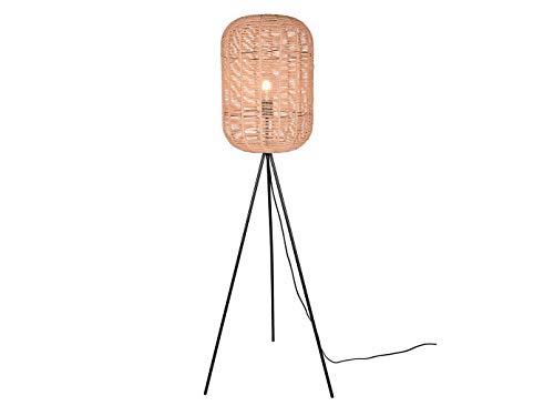 Stylishe Tripod LED Stehlampe mit Korbgeflecht Lampenschirm aus Sisal, 35 cm rund von TRIO Beleuchtung