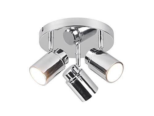 TRIO Beleuchtung LED Badezimmerlampe Deckenstrahler Rondell 3-flammig Silber Chrom schwenkbar, IP44 von TRIO Beleuchtung