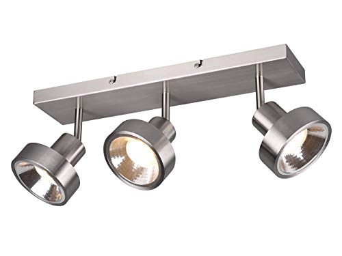 TRIO Beleuchtung LED Retro Deckenstrahler 3-flammig Silber matt mit runden Lampenschirmen von TRIO Beleuchtung