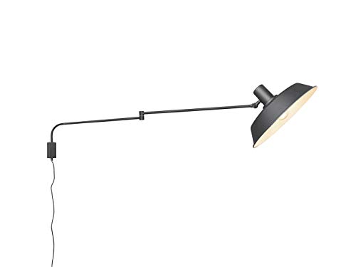 TRIO Beleuchtung Schwenkbare LED Wandlampe mit Gelenkarm, Metallschim in Schwarz und Schnurschalter von TRIO Beleuchtung
