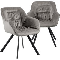 Moderne Esszimmerstühle - schicke Esstischstühle in Velvetoptik gepolsterte Stühle für Wohn- und Esszimmer, Hellgrau, 2 St. von TRISENS