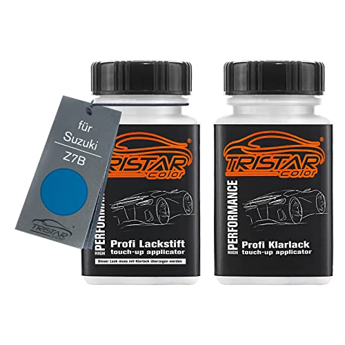 TRISTARcolor Autolack Lackstift Set für Suzuki Z7B Adriatic Blue Metallic Basislack Klarlack je 50ml von TRISTARcolor