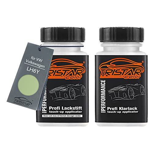 TRISTARcolor Autolack Lackstift Set für VW/Volkswagen LH6Y Spice Green Perl Basislack Klarlack je 50ml von TRISTARcolor