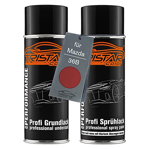 TRISTARcolor Autolack Spraydosen Set für Mazda 36B Golden Red Perl Grundlack Basislack Sprühdose 400ml von TRISTARcolor