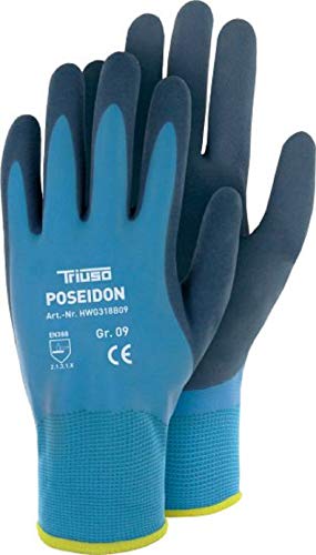 6-Paar Poseidon Arbeitshandschuhe Montagehandschuhe mit 2 facher Latex-Mikroschaumbeschichtung (11) von TRIUSO