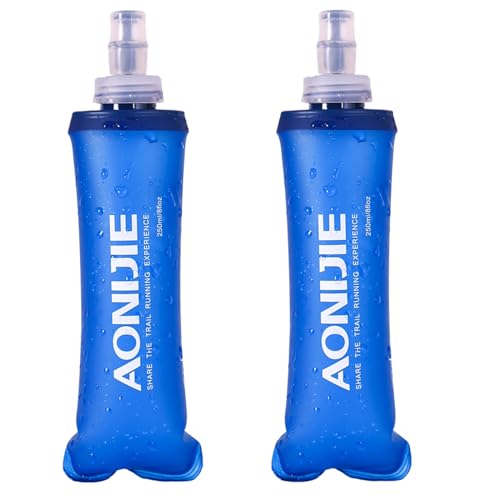 TRIWONDER TPU Faltbarer Trinkflaschen, Soft Flask, Wasserflasche BPA-Frei Sportflasche für Trinkrucksack Fahrrad Sport (250 ml - 2 Stücke) von TRIWONDER
