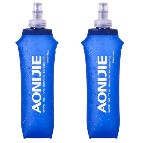 TRIWONDER TPU Faltbarer Trinkflaschen, Soft Flask, Wasserflasche BPA-Frei Sportflasche für Trinkrucksack Fahrrad Sport (500 ml - 2 Stücke) von TRIWONDER