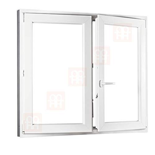 Kunststofffenster | 140x110 cm (1400x1100 mm) | weiß | Zweiflügelige ohne Pfosten | rechts von TROCAL