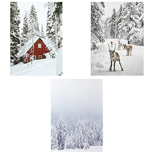 TROYSINC 3 Stück Premium Poster Set,Modern Winter-Schnee-Szene,Ohne Rahmen Print Kunstposter,Deko für Wohnzimmer Schlafzimmer. (Style A,21 x 30 cm) von TROYSINC