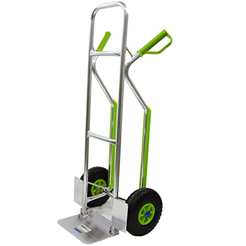 Aluminium Sackkarre mit Treppenrutsche 200 kg Stapelkarre Transportkarre Treppensteiger Alu Klappbare Ladefläche Sicherheits-Haltegriffe (200kg | PU - Räder) von TRUTZHOLM