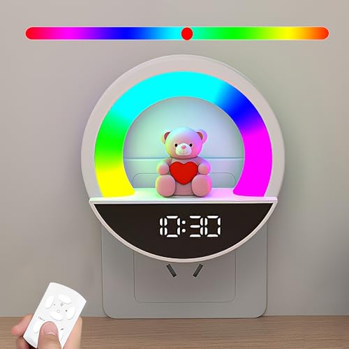 LED Nachtlicht Steckdose Dimmbare Baby Nachtlampe mit Fernbedienung Warmweiß und Farbwechselmodus Kinderlampe Kinder Automatisch Stilllicht für Babyzimmer Kinderzimmer Schlafzimmer Flur Treppenhaus von TRUYOK