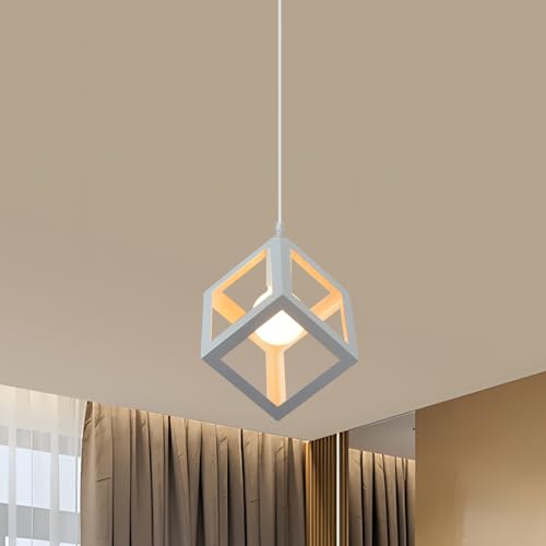 Würfel Lampenschirm Vintage Pendelleuchte E27 Eisen Modern Kreative Schmiedeeiserne Kronleuchter und Deckenleuchte Industrial Hängende Lampe Für die Küche Wohnzimmer Café Restaurant von DELIPOP