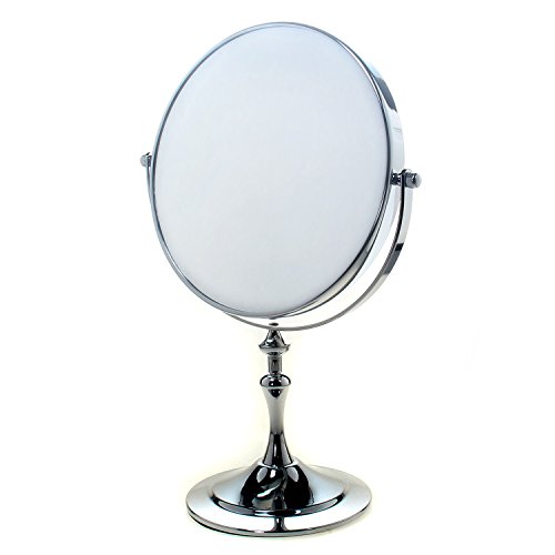 TUKA Standspiegel 5 Fach Vergrößerung, 8 inch Kosmetikspiegel 360° drehbar. Verchromten Schminkspiegel Rasierspiegel Tischspiegel Badzimmerspiegel, Doppelseitig: Normal+ 5X Vergrößerung, TKD3105-5x von TUKA-i-AKUT