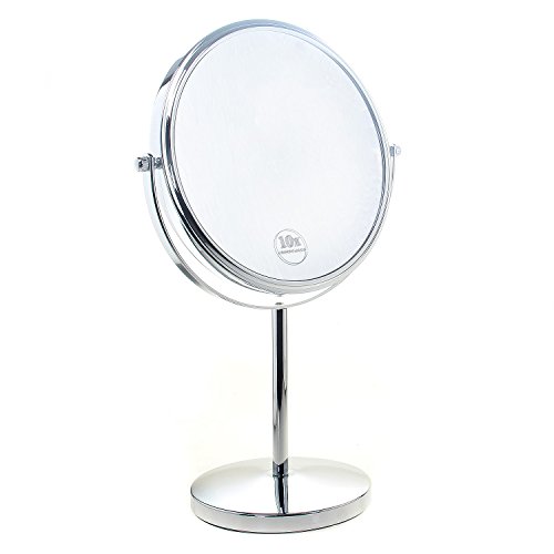TUKA Standspiegel 5 Fach Vergrößerung, 8 inch Kosmetikspiegel 360° drehbar. Verchromten Schminkspiegel Rasierspiegel Tischspiegel Badzimmerspiegel, Doppelseitig: Normal+ 5X Vergrößerung, TKD3108-5x von TUKA-i-AKUT