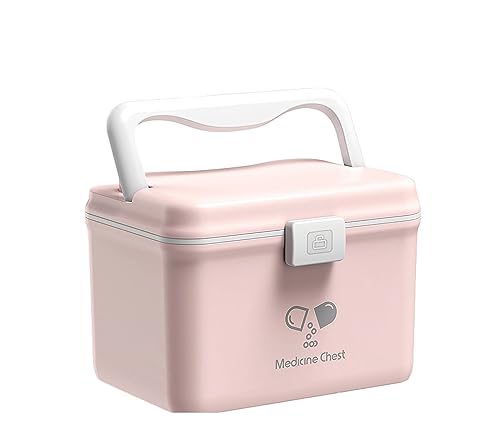 TUKA-i-AKUT 4,8L Medizinbox Zweilagig Portable mit Tragegriff, Medikamentenbox Hausapotheke Box Erste-Hilfe-Box Aufbewahrungsbox Tragbar, Multifunktionaler Medizinkoffer Outdoor Home, TKD6402 Pink von TUKA-i-AKUT