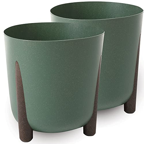 TULMERO Blumentopf matt, Pflanzkübel aus Übertopf Kunststoff Dekorativer Topf für, groß und klein Pflanzen, 2er-Set blumenkübel, blumenkübel kräutertopf, (2 Pack) Grün, ø 34 cm von TULMERO