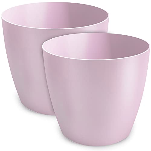 TULMERO Blumentopf matt, Pflanzkübel aus Übertopf Kunststoff Dekorativer Topf für, groß und klein Pflanzen, 2er-Set blumenkübel, blumenkübel kräutertopf, (2 Pack) Rosa, ø 16 cm von TULMERO