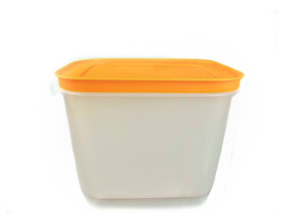 TUPPERWARE Frischhaltedose Eis-Kristall 1,1 L hoch weiß/orange + SPÜLTUCH von TUPPERWARE