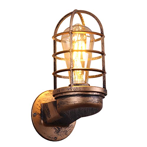TWSXTE Retro Wandleuchte Vintage Industrie Beleuchtung Rustikale Wandlampen Draht Metallkäfig Wandleuchte Indoor Home Retro Leuchten Leuchte (Rostfarbe) (ohne Glühbirne) von TWSXTE