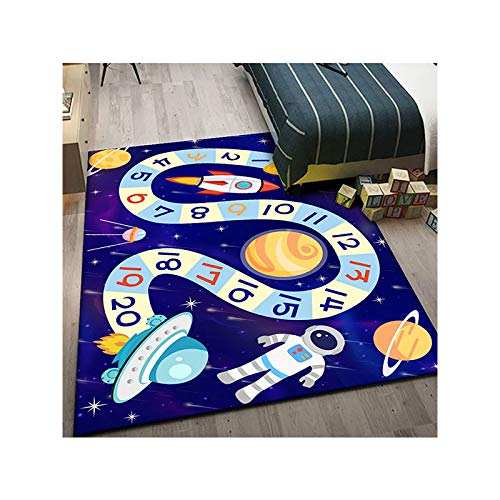 TYKTZXY Kinderteppich Spielen Teppich Straße Auto Tier Universum Blau Grün Grau(100×160cm,39×63inch) von TYKTZXY