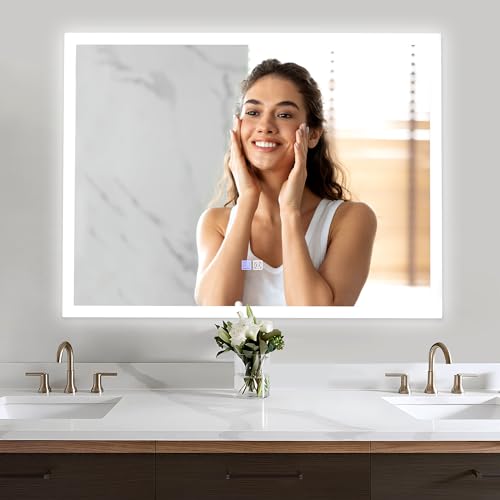 TYhogar 81 × 61cm LED Badezimmerspiegel mit Beleuchtung, Wandspiegel Badezimmer Spiegel Wasserdicht Badspiegel mit Beleuchtung mit Touch Schalter, für Badezimmer Wohnzimmer Dekorative von TYhogar